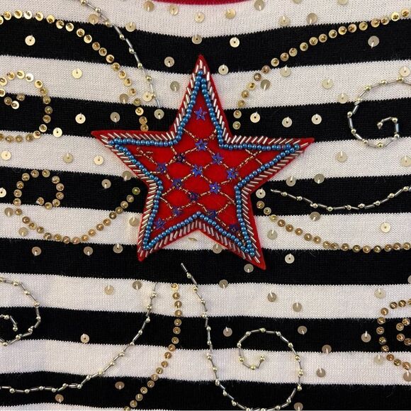 NWT Berek Sleeveless Sweater Size Large Star Americana Beads Sequin 4th Of July - Picture 2 of 6